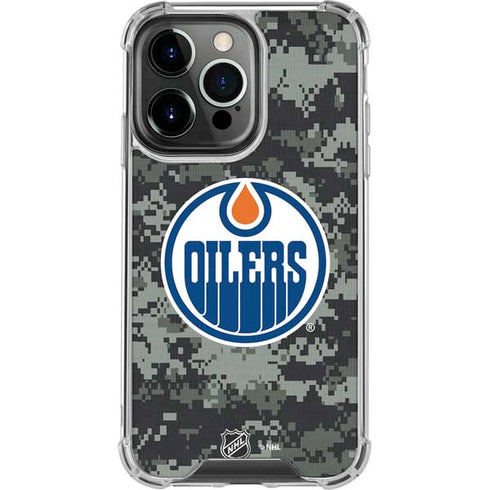 NHL Edmonton Oilers Camo iPhone 15 Pro Clear Case